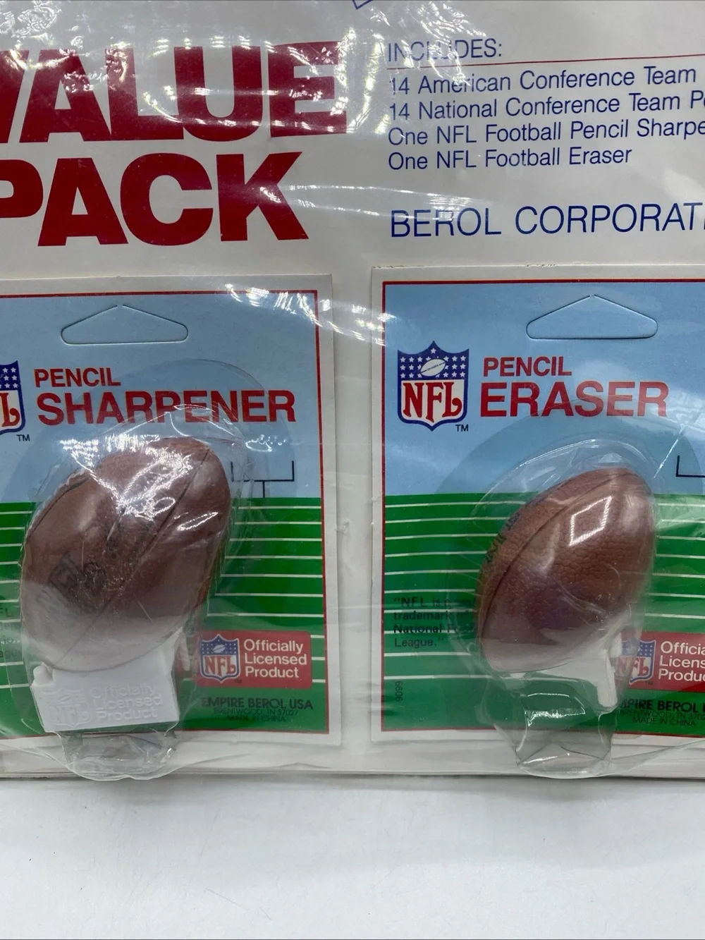 Vintage 1980s 28 NFL Team Pencils Value Pack With Football Eraser & Sharpener